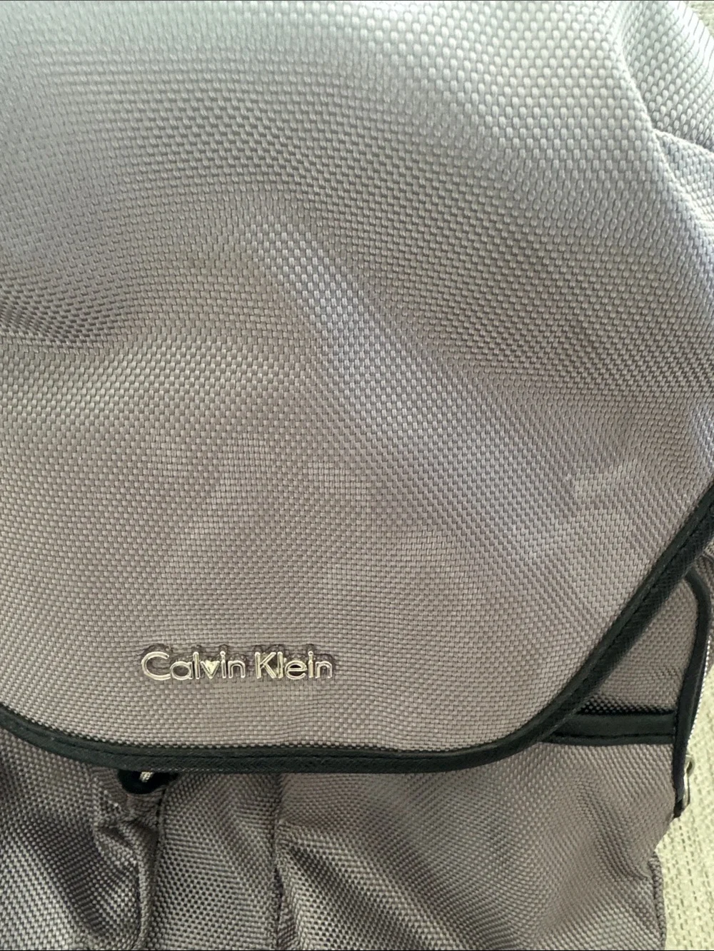 Calvin Klein Light Gray Backpack with Black Trim